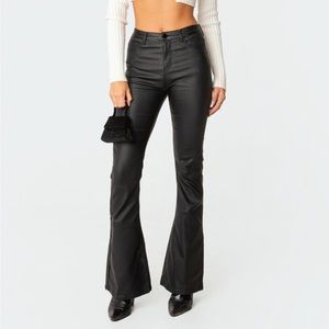 Edikted Flare Leather Pants in Black (NWT)